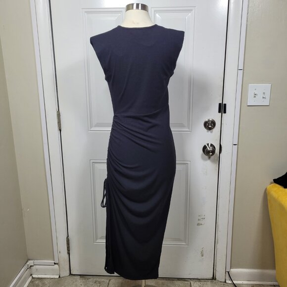 Rachel Zoe Women's Ruched Long Bodycon Ribbed Surplice Maxi Dress Black Size S - Picture 4 of 9